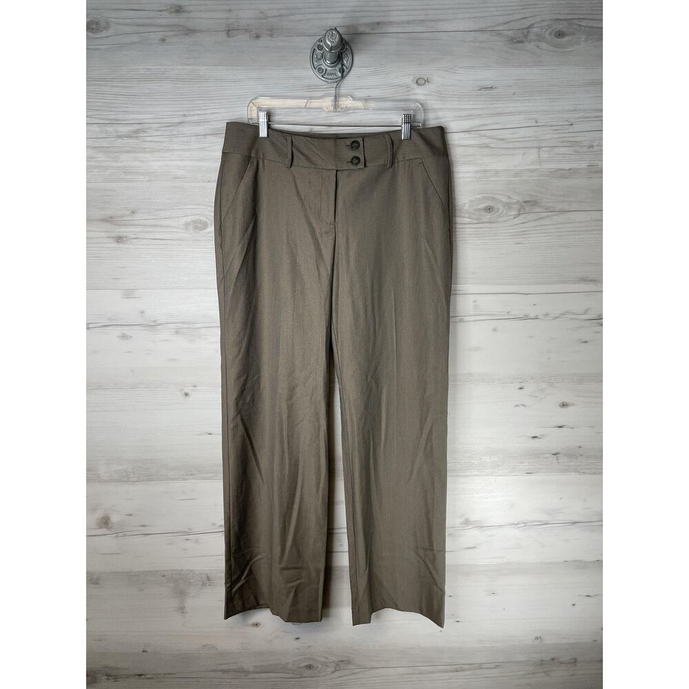 Apt 9 Pants Womens 14 Brown Dress Slacks Straight Leg Stretch Career Work